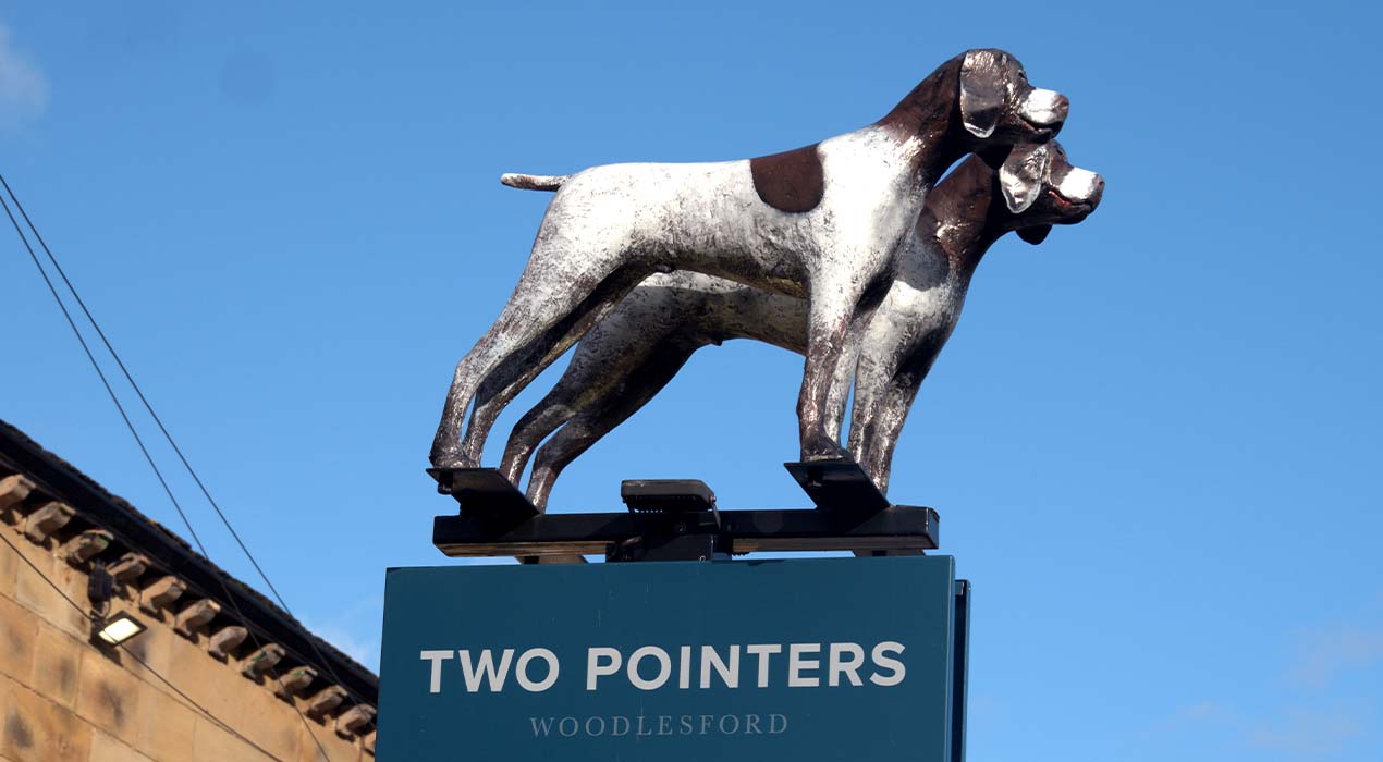 The Two Pointers Pub Signage